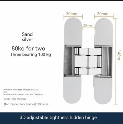 ซาติน นิเคิล สแตนเลส 180° เปิด ซ่อน Cross Hinge 3D Hinge ไม่เห็น